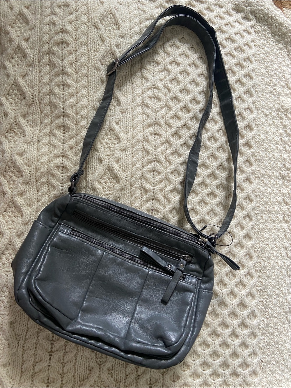 Volganik Rock Charcoal Gray Classic Vegan Leather Crossbody Bag